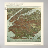 Brooklyn, NY Panoramic Map - 1908 Poster (Vorne)