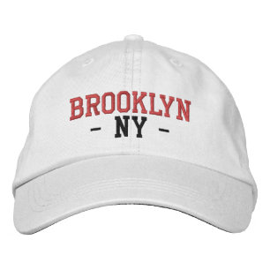 BROOKLYN NY Preppy Red Black on White Bestickte Baseballkappe