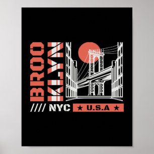Brooklyn NYC Brücke Grafik   Urban New York Poster