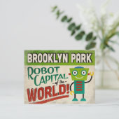 Brooklyn Park Minnesota Robot - Funny Vintag Postkarte (Stehend Vorderseite)