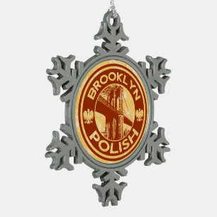 Brooklyn Polnischer Weihnachtsbaum Schneeflocken Zinn-Ornament