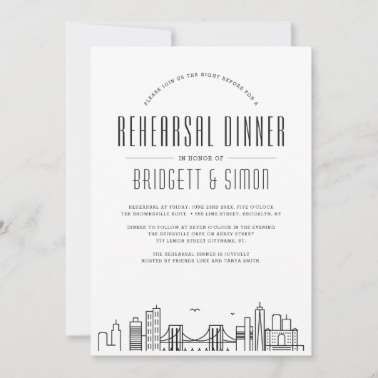 Brooklyn Probe Dinner | Skyline Invite Einladung (Vorderseite)