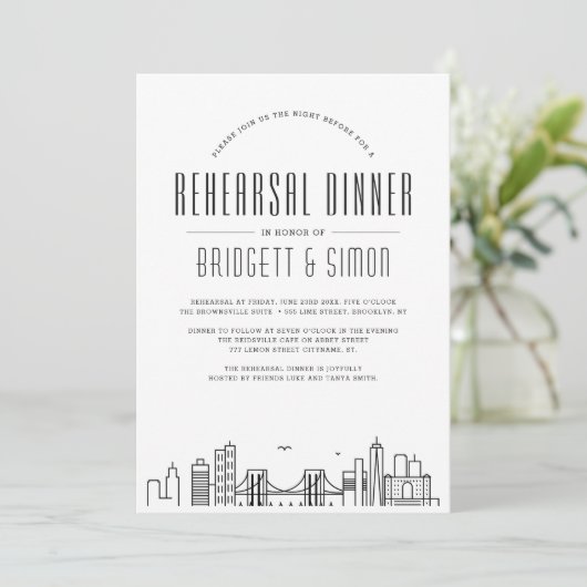 Brooklyn Probe Dinner | Skyline Invite Einladung (Stehend Vorderseite)