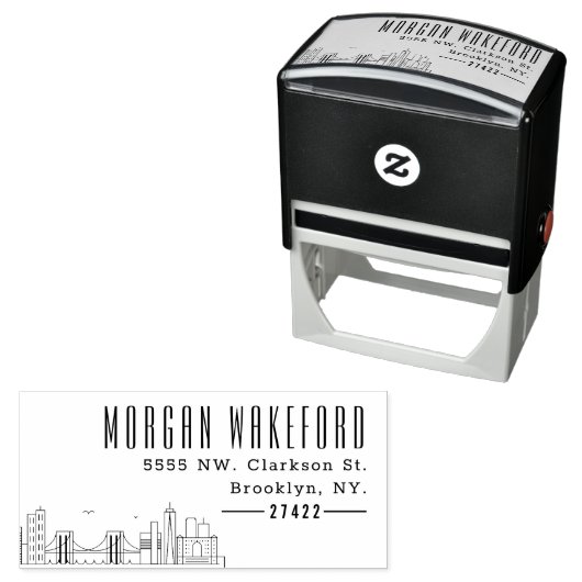Brooklyn Resident | Moderner Deko Skyline Permastempel (Beispiel)