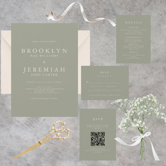 BROOKLYN Sage Modern Wedding Einladung