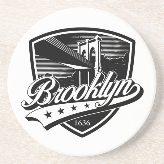 Brooklyn Schild mit Swoosh-Design Getränkeuntersetzer (Vorne)