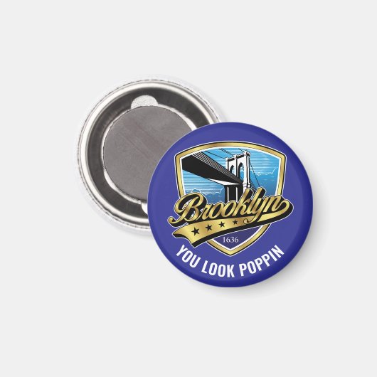 Brooklyn Shield and Swoosh Design Magnet (Vorderseite/Rückseite)