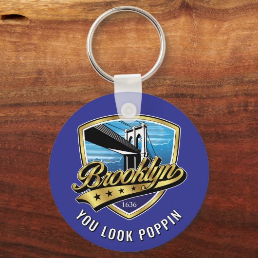 Brooklyn Shield and Swoosh Design Schlüsselanhänger (Vorderseite)