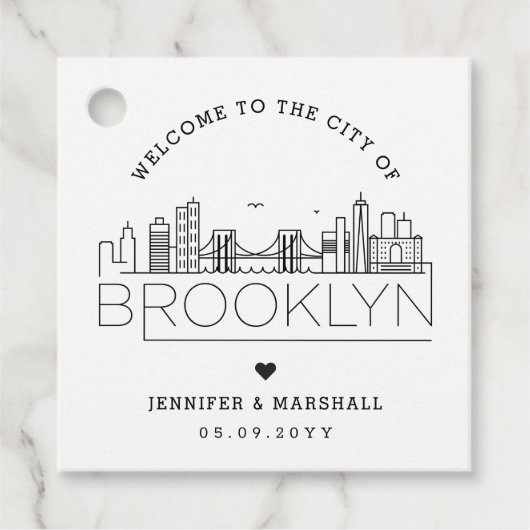 Brooklyn Skyline | Begrüßung Geschenkanhänger (Vorderseite)