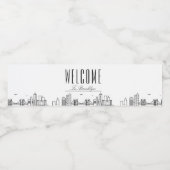 Brooklyn Skyline | Begrüßungsnachricht Wasserflaschenetikett (Einzelnes Label)