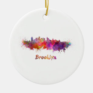 Brooklyn skyline im Watercolor Keramikornament