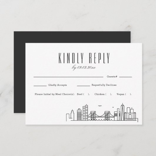 Brooklyn Skyline Wedding RSVP mit Wahlmöglichkeit (Vorne/Hinten)