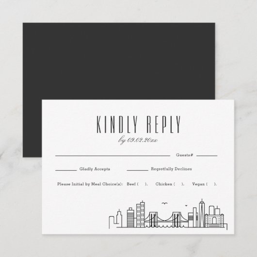Brooklyn Skyline Wedding RSVP mit Wahlmöglichkeit Karte (Vorne/Hinten)