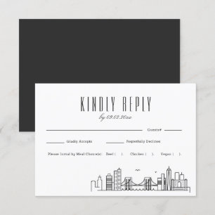 Brooklyn Skyline Wedding RSVP mit Wahlmöglichkeit Karte