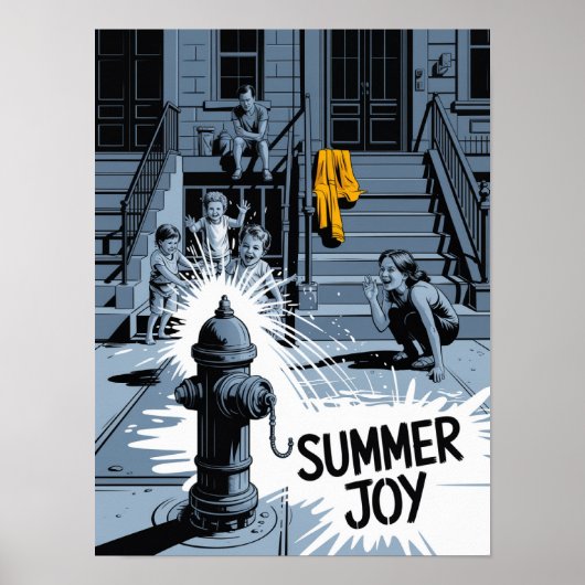 Brooklyn Sommerfreude Hydrant Kunst Poster (Vorne)
