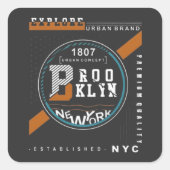 "Brooklyn Stickers: Iconic NYC Charm" Quadratischer Aufkleber (Vorderseite)