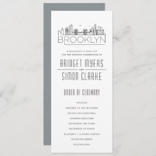 Brooklyn Stylized Skyline   Hochzeitsprogramm Einladung