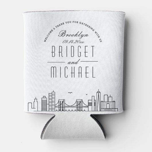 Brooklyn Stylized Skyline | Wedding Can Cooler Dosenkühler (Vorderseite)