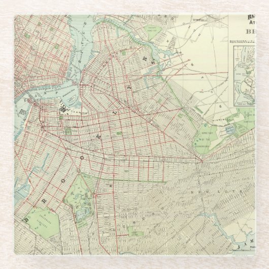 Brooklyn und Nähe Glasuntersetzer (Vorderseite)