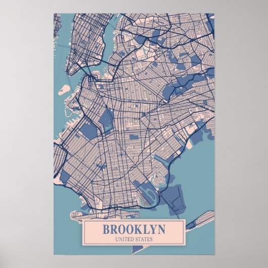 Brooklyn United States Breezy City Map Travel Poster (Vorne)