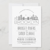 Brooklyn Wedding | Stilisierte Skyline-Einladung Einladung (Vorderseite)