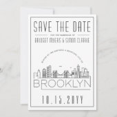 Brooklyn Wedding | Stilisierte Skyline Save the Da Einladung (Vorderseite)