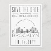 Brooklyn Wedding | Stilisierte Skyline Save the Da Postkarte (Vorderseite)