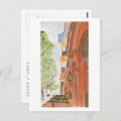 Brooklynbrownstones-Aquarell Postkarte (Vorne/Hinten)