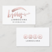 Brooks Logo Microblade Social Media White Rose Bus Visitenkarte (Vorne/Hinten)