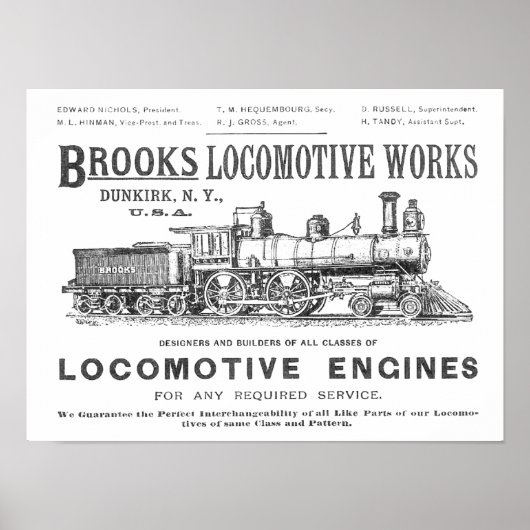 Brooks Steam Locomotive Works 1890 Poster-2 Poster (Vorne)