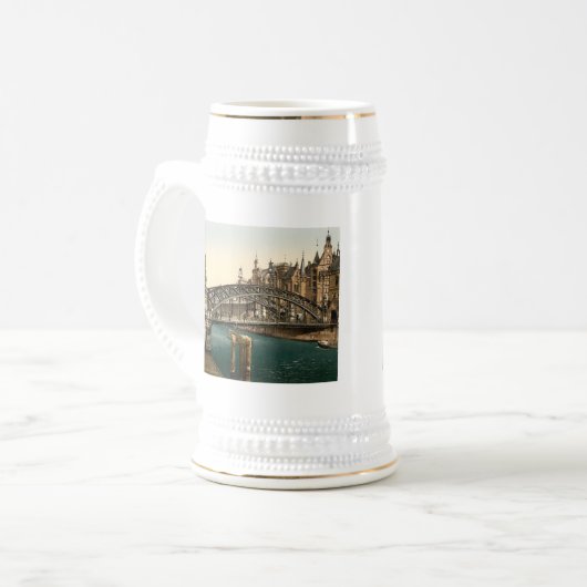 Brooksbrucke Brücke, Hamburg, Deutschland Bierglas (Vorderseite Links)