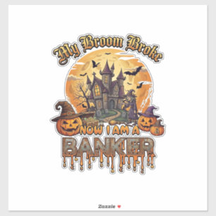 Broom Brach Bankier Halloween Spukhaus Hexe P Aufkleber