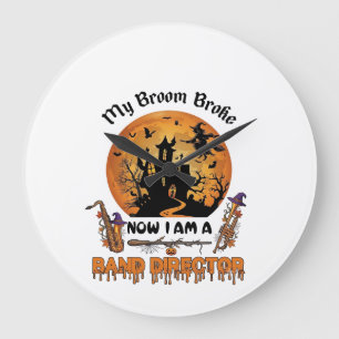 Broom brach den Banddirektor Halloween Spukhaus Große Wanduhr
