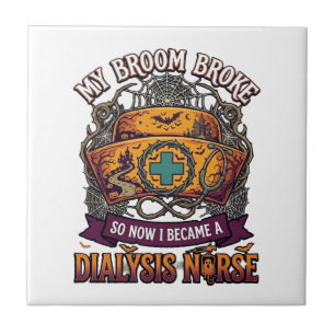 Broom Brach Dialyse Krankenschwester Halloween Kap Fliese