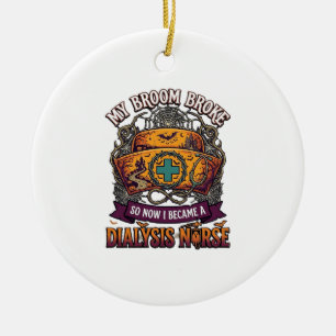 Broom Brach Dialyse Krankenschwester Halloween Kap Keramik Ornament