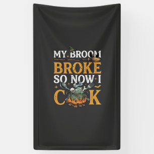 Broom Brach Halloween-Kessel Schädel Schwarze Katz Banner