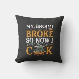Broom Brach Halloween-Kessel Schädel Schwarze Katz Kissen
