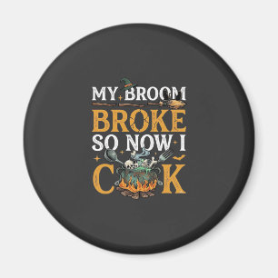 Broom Brach Halloween-Kessel Schädel Schwarze Katz Magnet