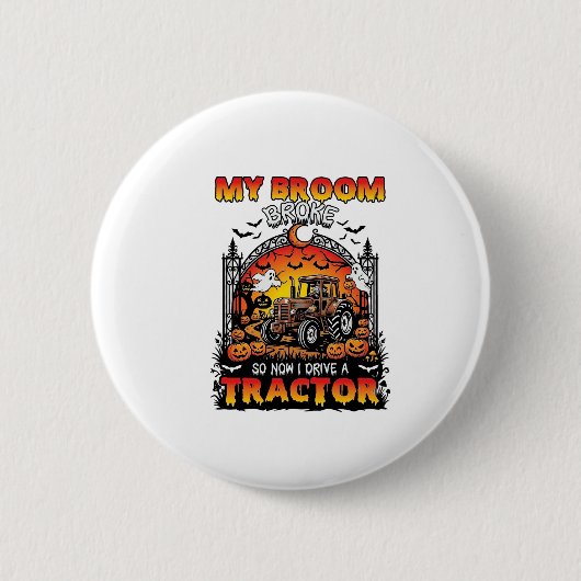 Broom Braken Traktor Halloween Hexe Geister_1 Button (Vorderseite)