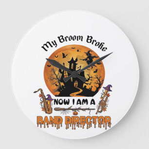 Broom Broke Band Direktor Halloween Spukhaus Große Wanduhr