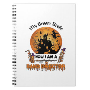 Broom Broke Band Direktor Halloween Spukhaus  Notizblock