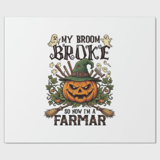 Broom Broke Farmar Halloween-Kürbis-Hexenhut Gho Geschenkpapier