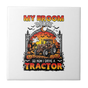 Broom Broke Tractor Halloween Hexe Geister_1 Fliese