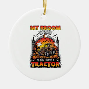 Broom Broke Tractor Halloween Hexe Geister_1 Keramik Ornament