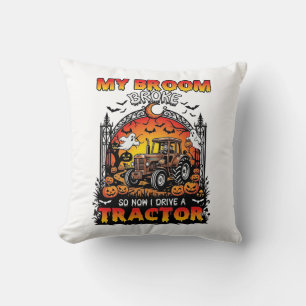 Broom Broke Tractor Halloween Hexe Geister_1 Kissen