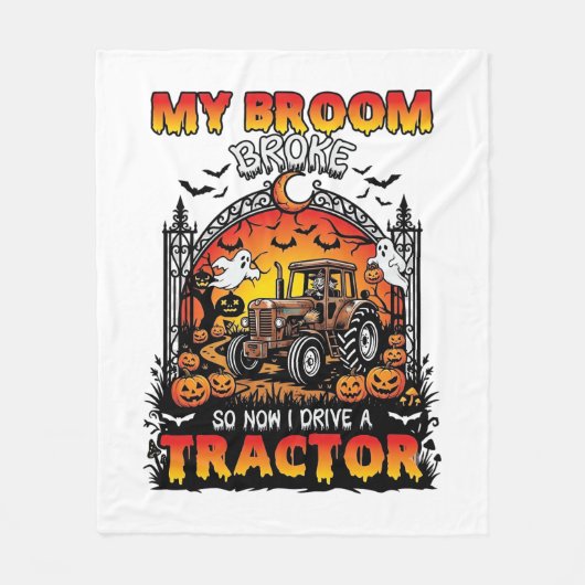 Broom Broke Tractor Halloween Hexen Geister_1 Fleecedecke (Vorderseite)