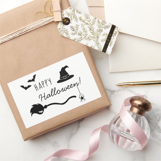 Broom, Hexenhut, Fledermäuse und Spidermaus Rechteckiger Aufkleber (Schenken)