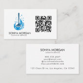 Broom-Logo Moderne Reinigungsdienste QR-Code Visitenkarte (Vorne/Hinten)