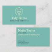 Broom Logo Moderne Reinigungsservice Business Card Visitenkarte (Vorne/Hinten)