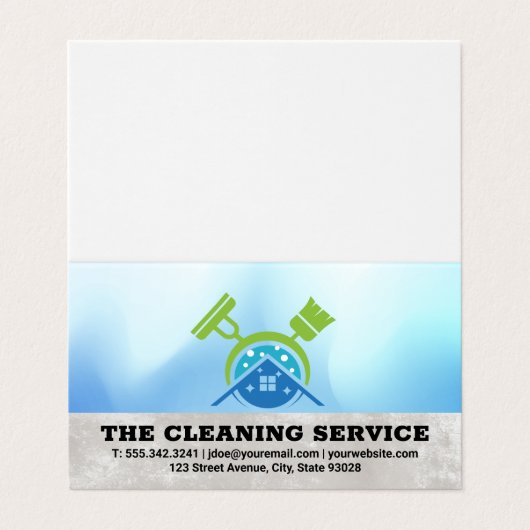 Broom Mop | Zuhause-Logo für Reinigungsartikel Visitenkarten (Außenseite Aufgefaltet)